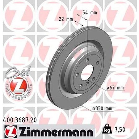ZIMMERMANN Brake Disc - Standard/Coated, 400.3687.20 400.3687.20